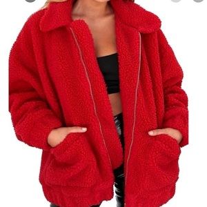 Red teddy jacket from urban